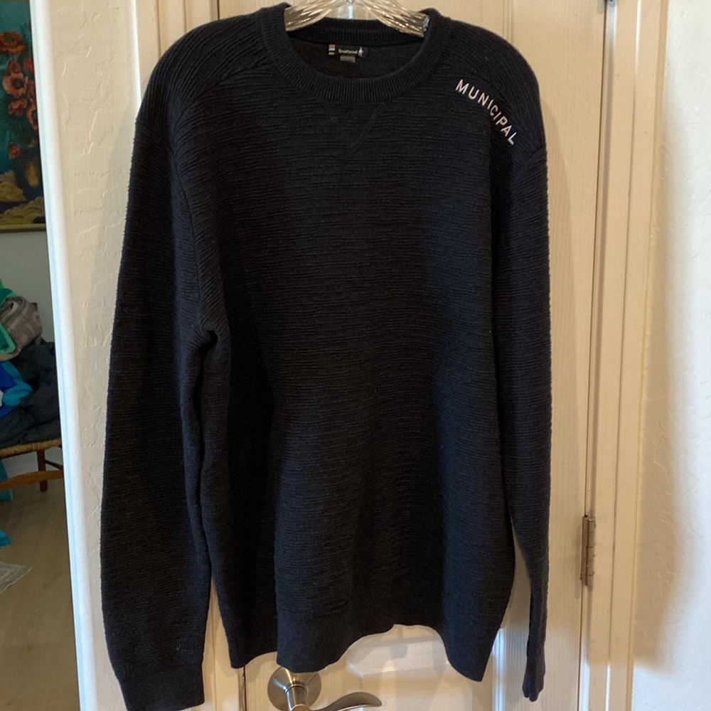 Smartwool Men's Medium Brookline Crew Sweater Black Municipal‎ Golf Wool Shirt